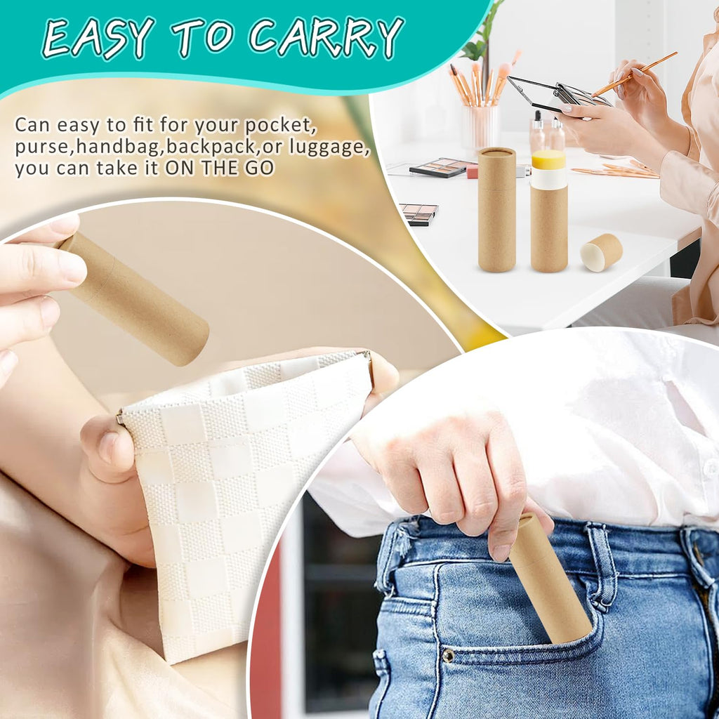 50 Pcs 0.3 oz Paperboard Lip Balm Tube,Empty Kraft Paper Chapstick Tube Holder,Push-Up Style Biodegradable Solid Perfume Lip Gloss Container for Lip Balm,Natural Compostable Container - Brown