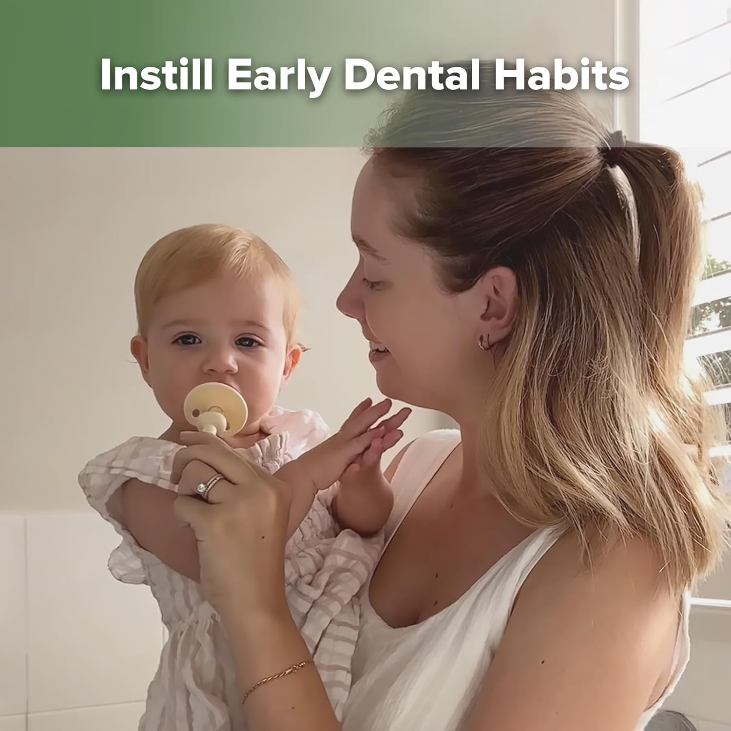 haakaa Infant Toothbrush, Easy to Hold 360° Baby Toothbrush, Train 6month+ Infants Babies and Toddlers for Oral Hygiene, Teether Effect for Sore Gums, 1pc (Cream)