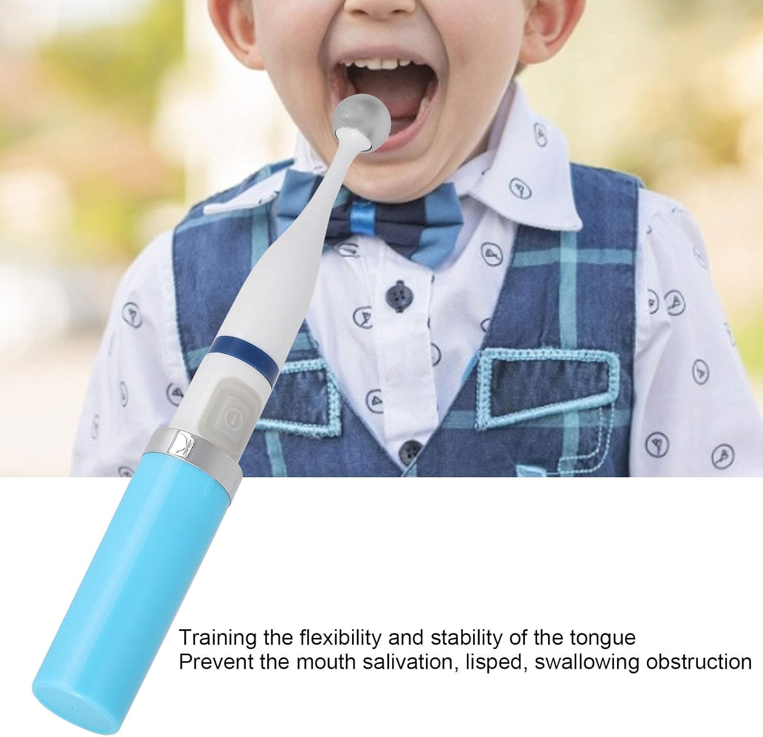 Electric Tongue Muscle Training Device, Oral Massage Stimulation Stick, Speech Swallowing Aid Training with Toothbrush Head, Tongue Mouth Muscle Training Tools