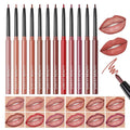 QiBest 12Pcs Crayon Lipsticks Gel Lip Liner Pencil Set, Creamy Long-Lasting Lip Colors Makeup Kit for Women and Girls, Retractable Lipliner Pencils Pack with Rich Color & Smooth Application