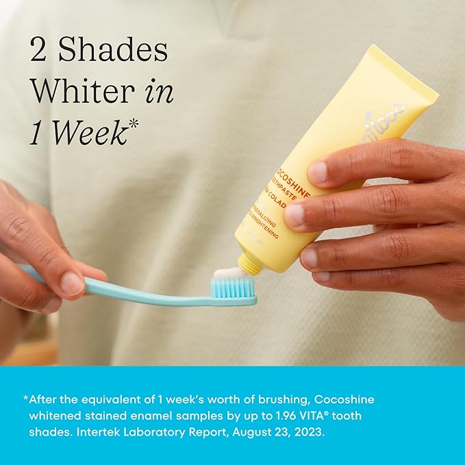 Cocolab Cocoshine Whitening Toothpaste, Remineralize & Repair Sensitive Teeth, Fluoride-Free with n-HA, Kid-Friendly, Pina Colada, 3.4 oz