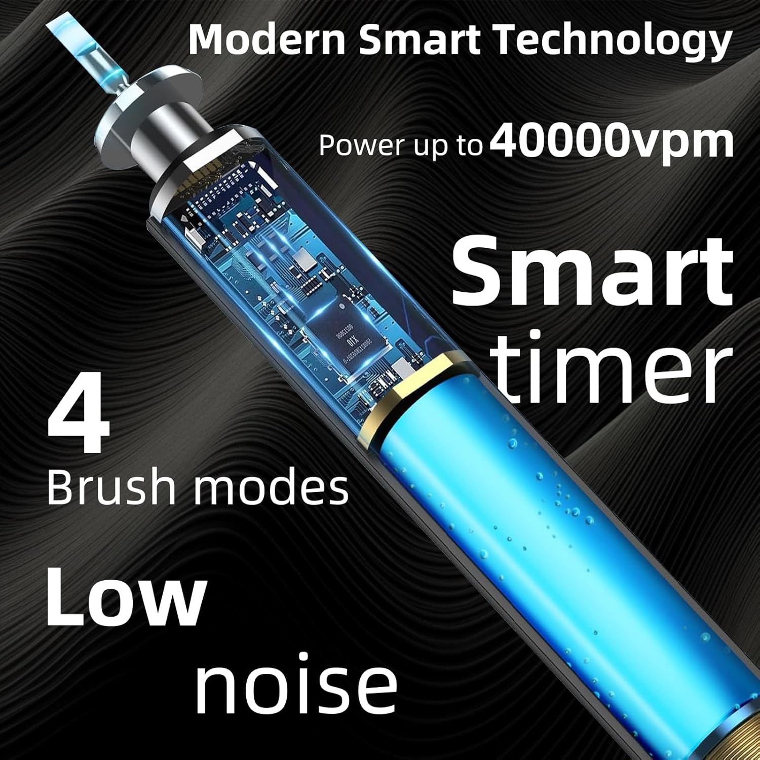 Ultrasonic U-Shaped Toothbrush for Adults, Electric Toothbrush for Teeth Whitening, Automatic 360-degree with Waterproof IPX7, 4 Modes for Cleaning(Black)