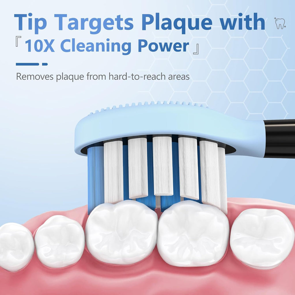 Replacement Toothbrush Heads for Philips Sonicare Electric Toothbrush, 2-in-1 Tongue Cleaner, 6 Pack, Ice Blue, Black, Suitable for Philips Sonicare Heads, C2, C1, C3, W1, W2, W3, G1, G2, G3