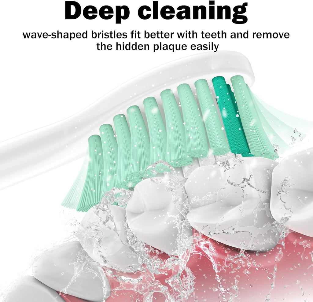 Toothbrush Heads for Philips Sonicare Replacement Brush Heads Medium Soft Dupont Bristles Electric Toothbrush Replacement Heads Fit E-Series Essence Xtreme Elite Advance and CleanCare, 6 Pack