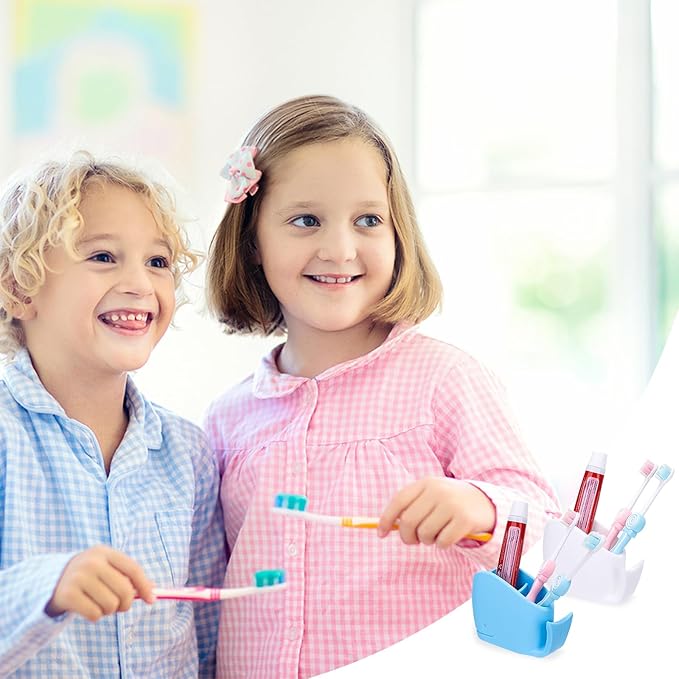 2Pcs Cute Kids Whale Toothbrush Holder, Toddler Fun Ocean Animal Toothbrush Organizer, Blue and White, Silicone Whale Bathroom Decor