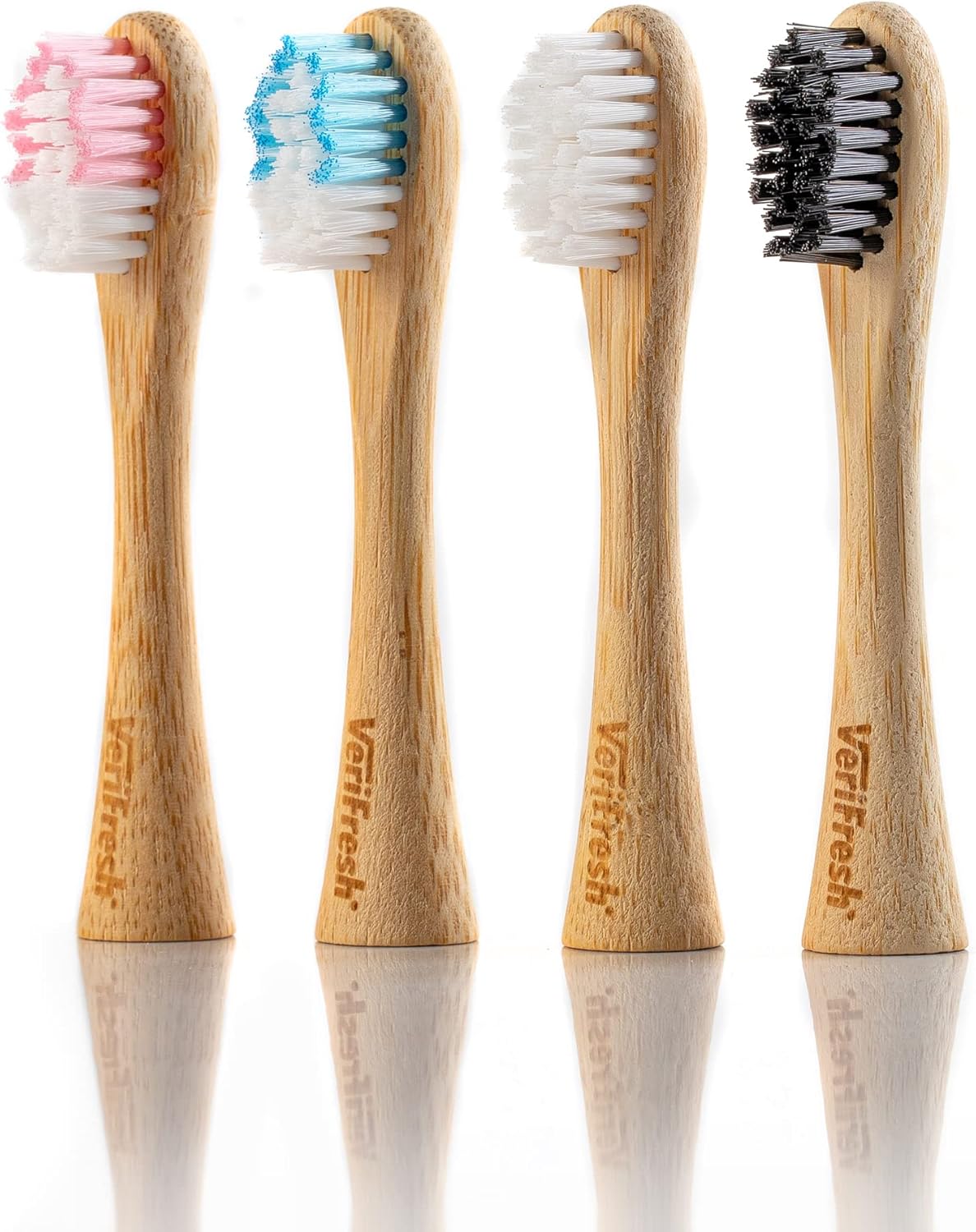 Bamboo Sonic Toothbrush - Replacement Heads. Natural Bamboo Heads with Castor Oil bristles. Compatible with The VeriFresh Sonic Toothbrush