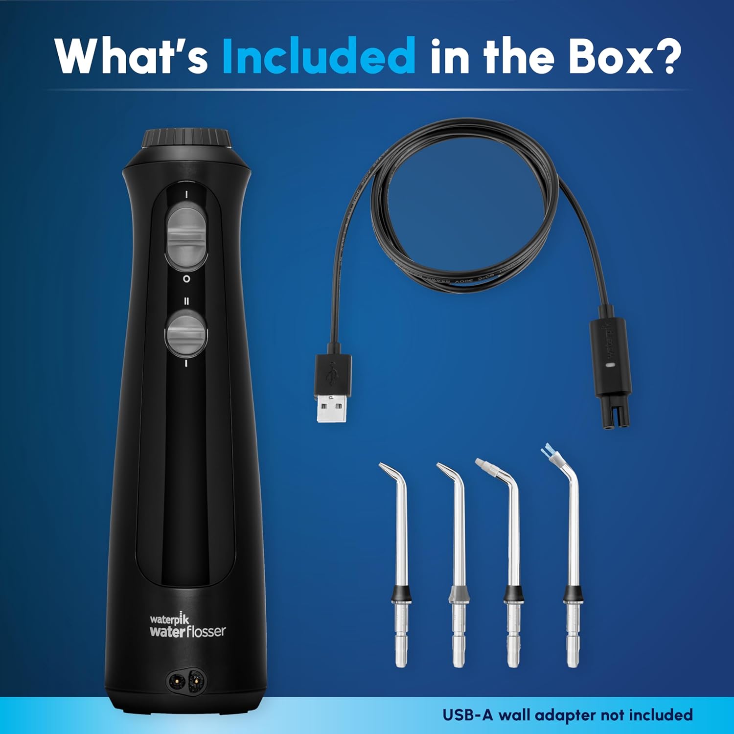 Waterpik Cordless Pearl Rechargeable Portable Water Flosser for Teeth, Gums, Braces Care and Travel with 4 Flossing Tips - ADA Accepted, WF-13 Black, Packaging May Vary