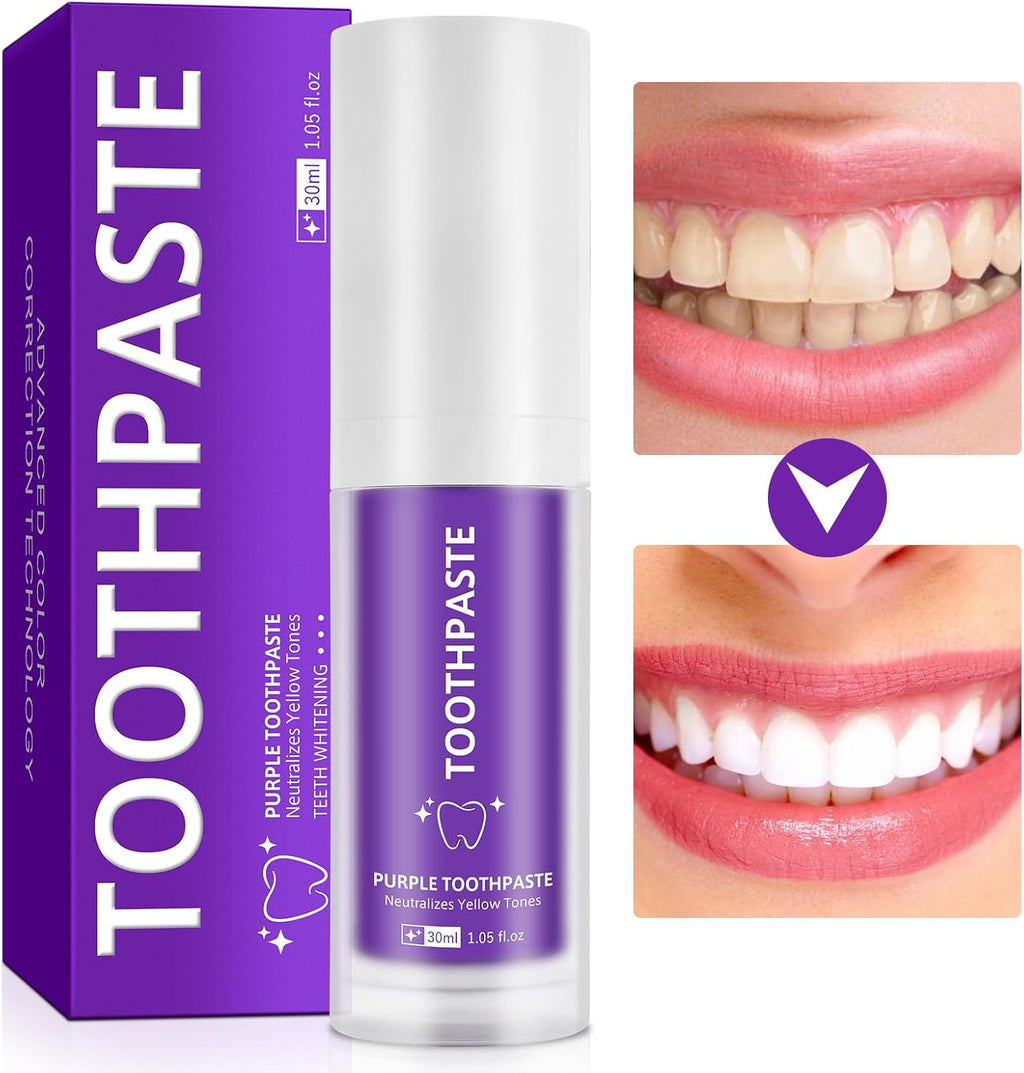 Purple Toothpaste, Teeth Whitening Colour Corrector Toothpaste for Teeth Whitening, Color Correcting Technology, Natural Removal Surface Stain