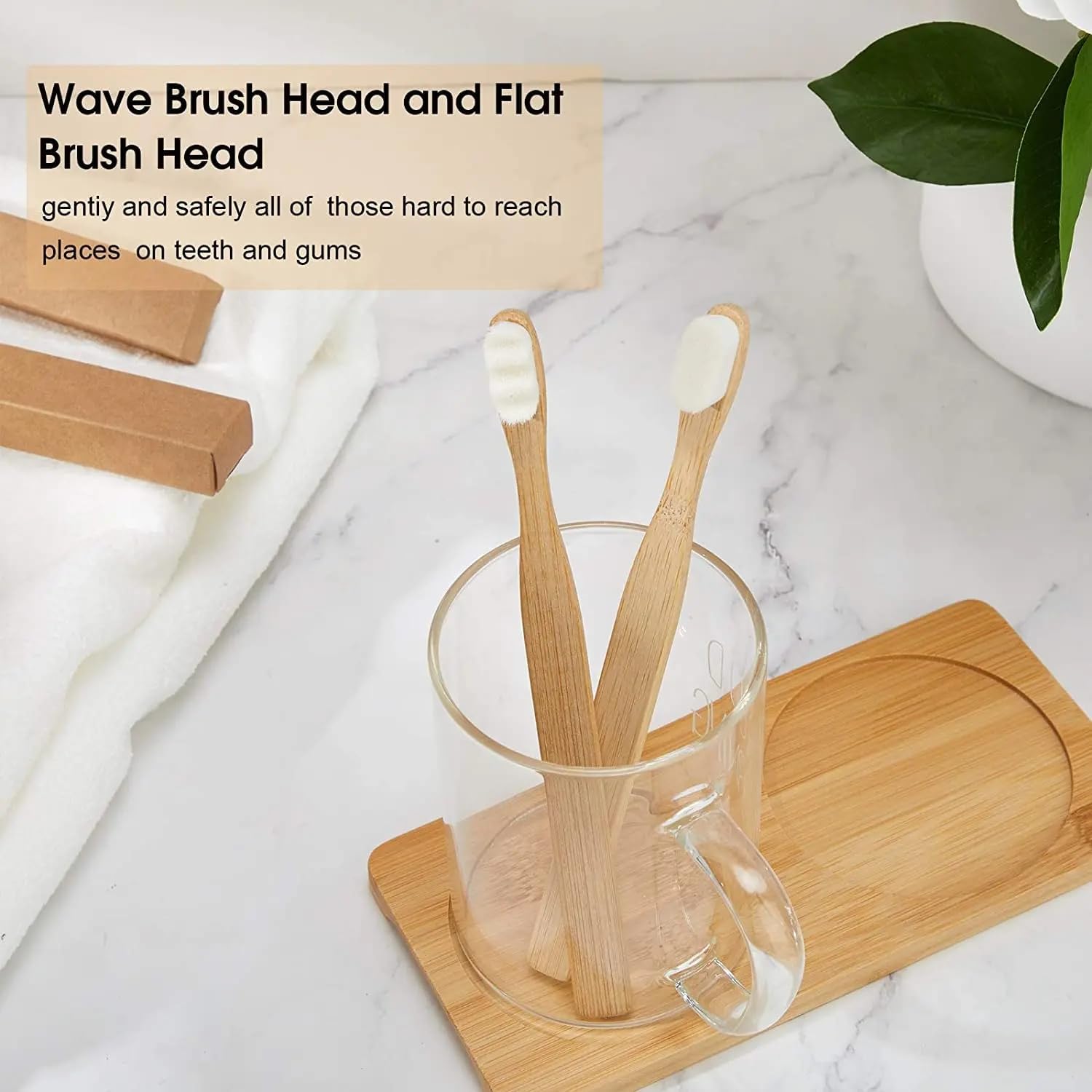 Bamboo Micro-Nano Toothbrushes, Extra Soft Toothbrush with 20000 Bristles Designed for Sensitive Gums Kids Adults (Black White 10P)