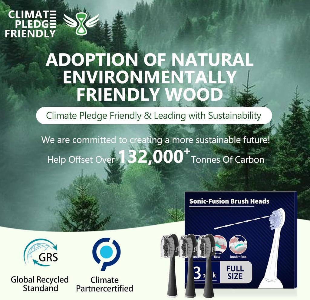 Replacement Heads for Waterpik Sonic Fusion 2.0, Extra-Large Size Flossing Toothbrush Head fit for Water pik SF-01 SF-02 SF-03 SF-04 (Black, 3 Count)