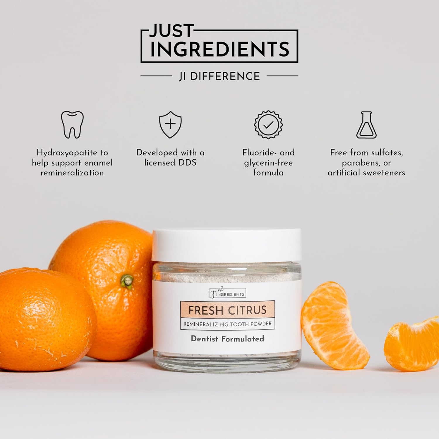 Remineralizing Tooth Powder – Fluoride-Free Oral Care – Gently Cleans & Whitens – Supports Strong Teeth & Fresh Breath – Vegan, Non-GMO, Made with Clean Ingredients (Regular, Fresh Citrus)