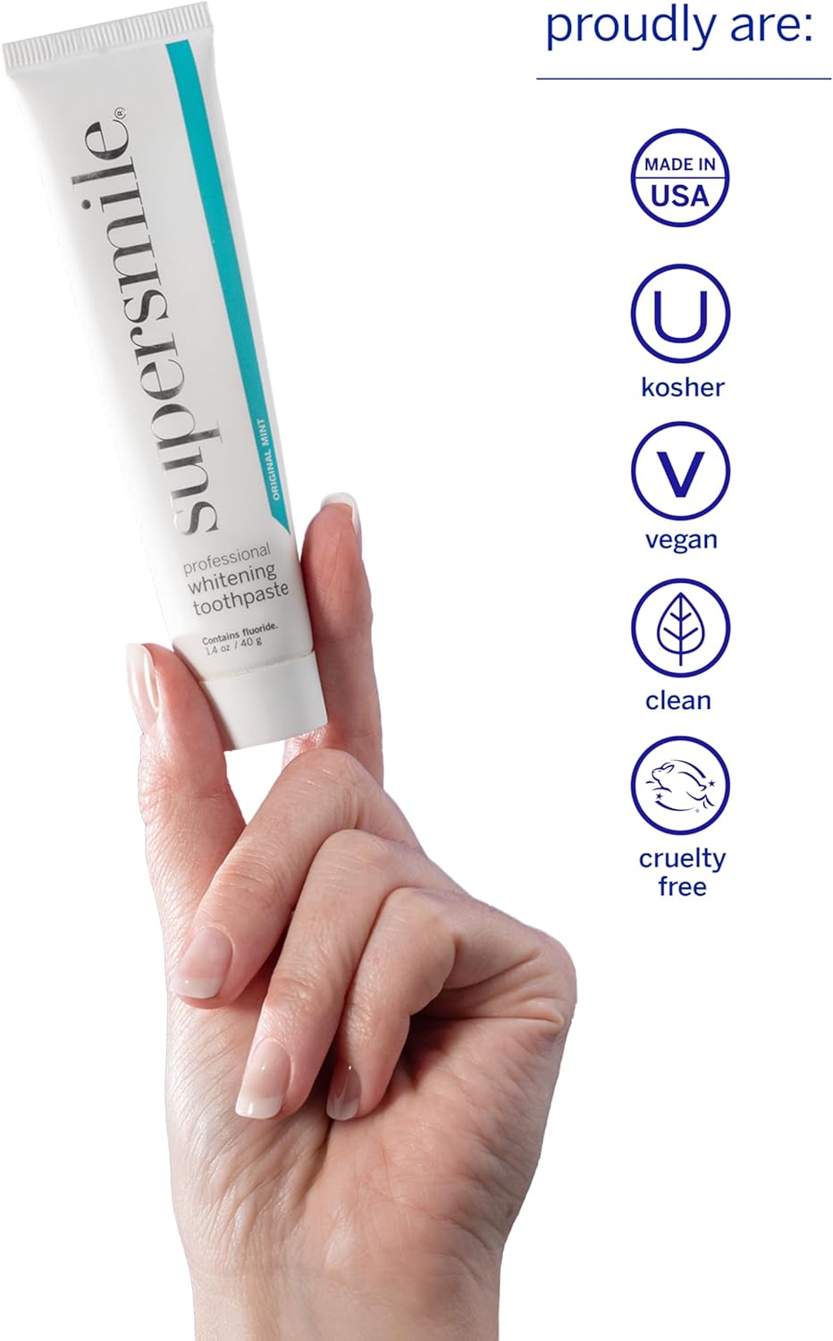 Supersmile Professional Whitening Toothpaste w/Fluoride - Removes Stains & Whitens Teeth 6 Shades - Enamel Strengthening - No Sensitivity - Travel Size (Original Mint, 1.4 Oz) (Pack of 2)