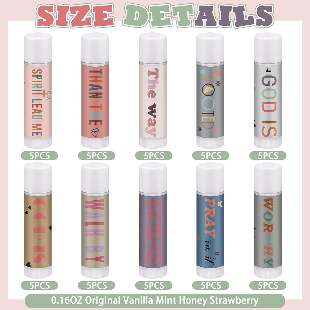 50 Pack Christian Religious Gifts Bulk Lip Balms for Women Men Religious Church Party Favors Bulk Bible Verse Lip Balm with Scripture Inspirational Gifts for Coworkers Staff Employee(Morandi)