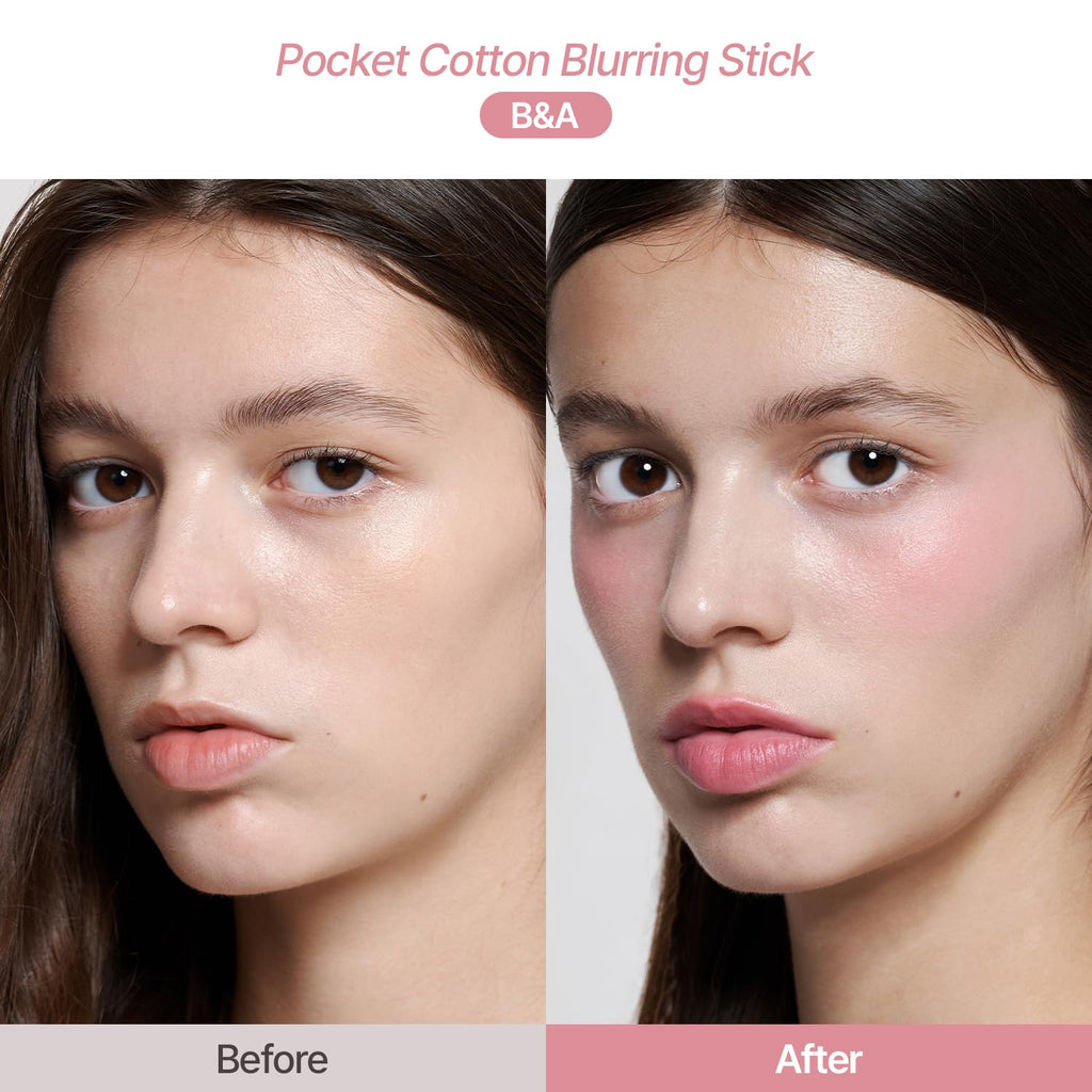 2aN Pocket Cotton Blurring stick (04 Hug Pink, 0.12oz) – 2-in-1 Lip and Cheek Soft Blur Stick, Cloudy Matte Finish, Tone-on-Tone Makeup, Lightweight Watercolor Texture
