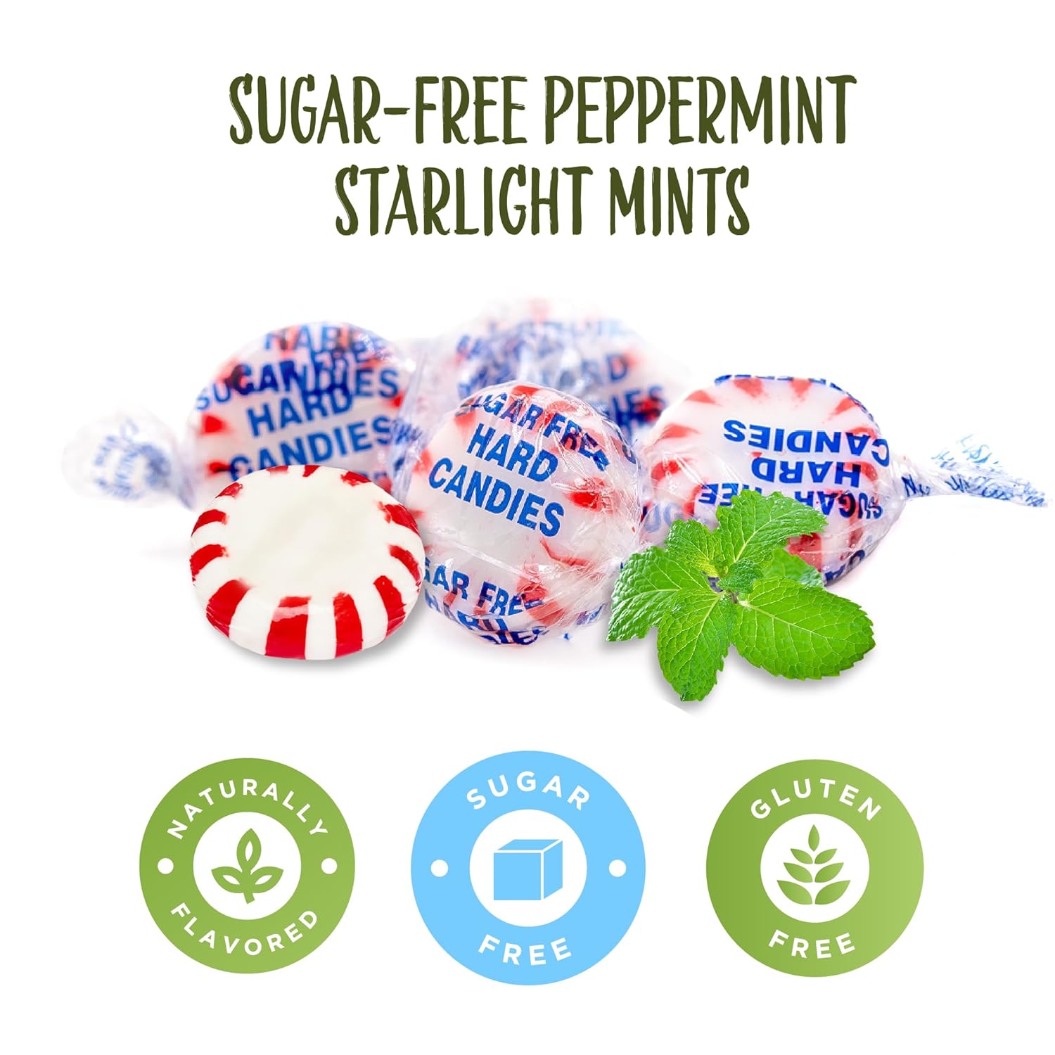 Sugar-Free Starlight Peppermints | 1-Pound Bag | Hard Candy (Pack of 2)