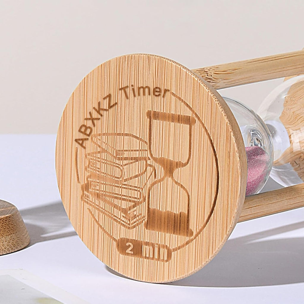 Wood Sand Timer,2 Minute Hourglass,Mini Bamboo Sandglass Timer 2 Min,Unbreakable Sand Clock for Toothbrush Timer,Game,Gift,Pink
