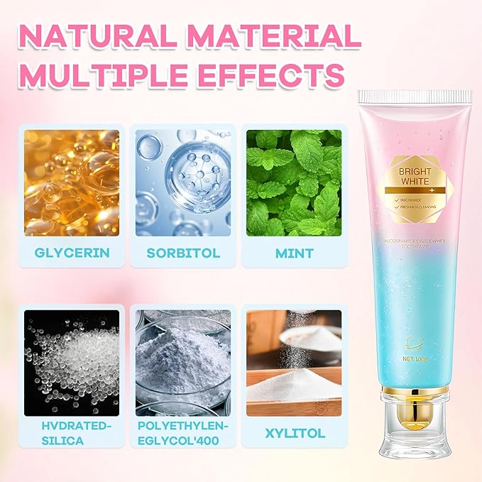 Niacinamide Whitening Toothpaste, Niacinamide Toothpaste Intensive Whitens Teeth, Protects Tooth Enamel, Fresh Breath & Stain Removal Formula,Freshens Breath 24 Hours