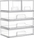 Vtopmart Clear Stackable Storage Drawers Set of 5, Plastic Organizer Bins for Makeup, Cosmetics, Beauty Supplies,Ideal for Vanity, Bathroom,Cabinet,Pantry Organization