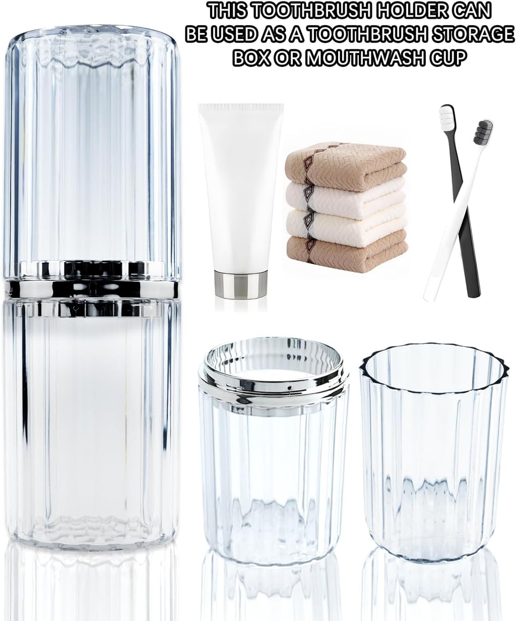 Travel Toothbrush Case, Travel Toothbrush Holder, Portable Toothpaste Storage Container for Business Trip School Camping Bathroom(Clear)