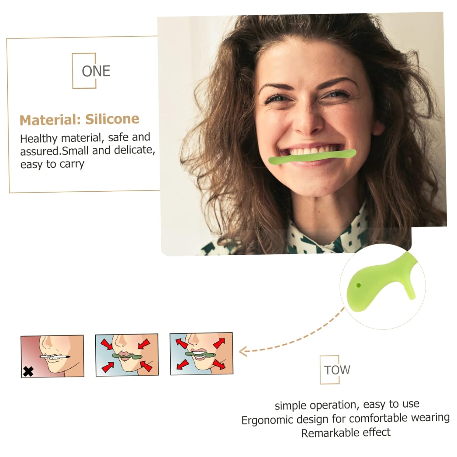 2pcs Silicone Lip Shaper Face Mouth Tightener for Training and Facial Muscle Exercise Mouth Exerciser for and Appearance Green