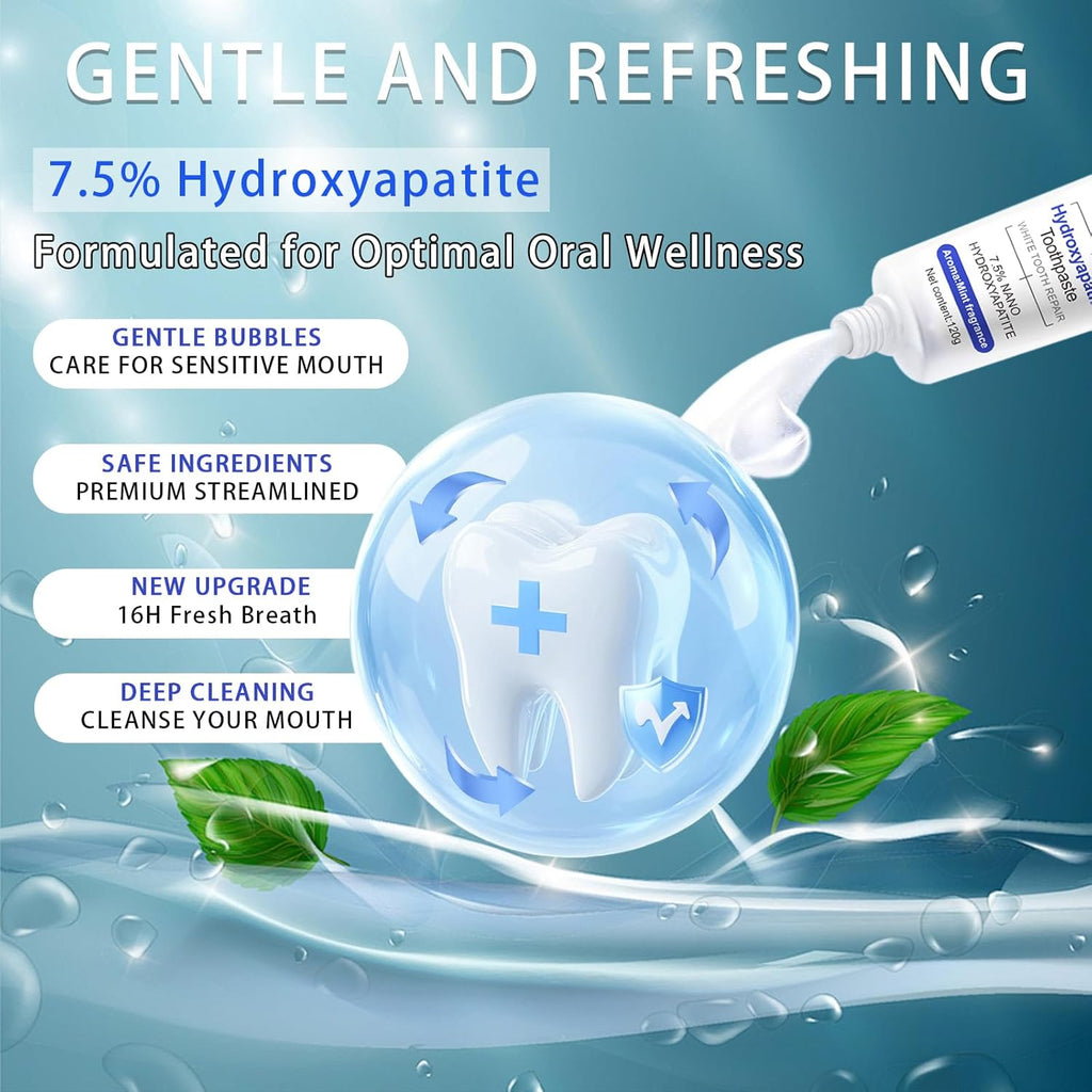 Hydroxyapatite Toothpastes - Fluoride-Free Nano Hydroxyapatite Toothpaste 7.5 | Enamel Repair | Breath Freshening | Mild Mint | Appropriate for Sensitive Teeth 4.23oz (3)