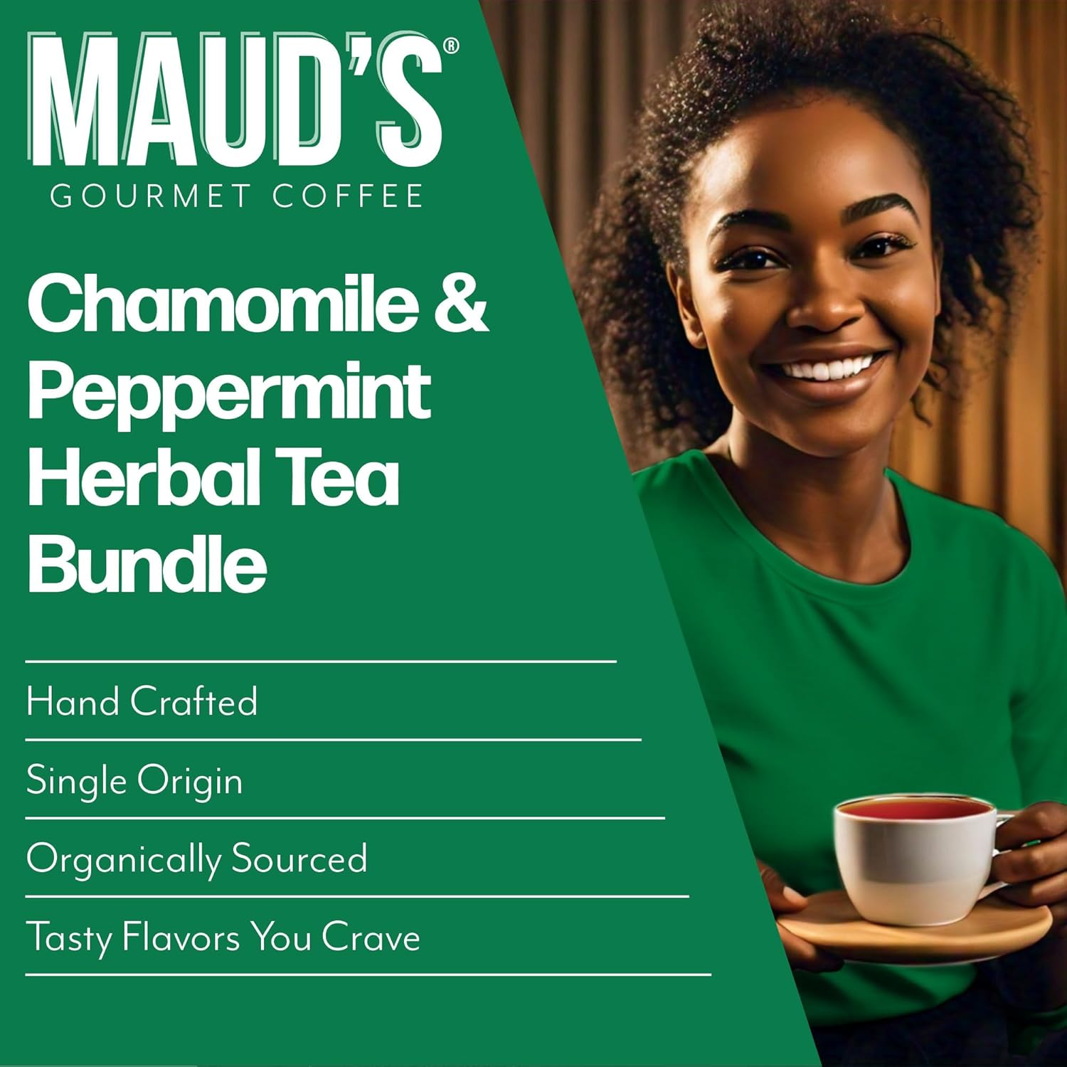 Maud's Organic Chamomile Lavender & Organic Peppermint Tea Bundle, 48 ct, Recyclable Single Serve Pods – 100% Gourmet Blended Tea Leaves, Compatible with Keurig K Cups Maker