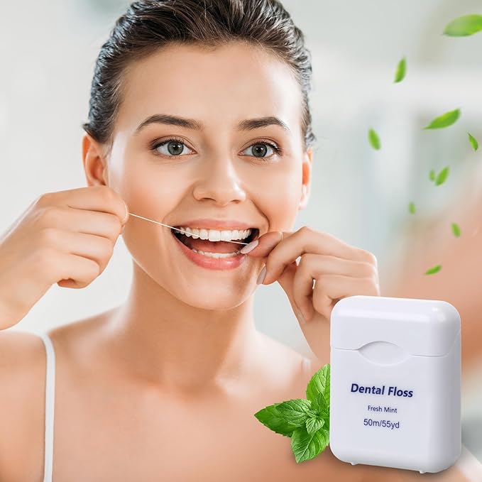 36 Pack Mini Dental Floss Bulk Mint Flavored 50m Each Travel Dental Floss Oral Care for Teeth and Gum Protection(White)