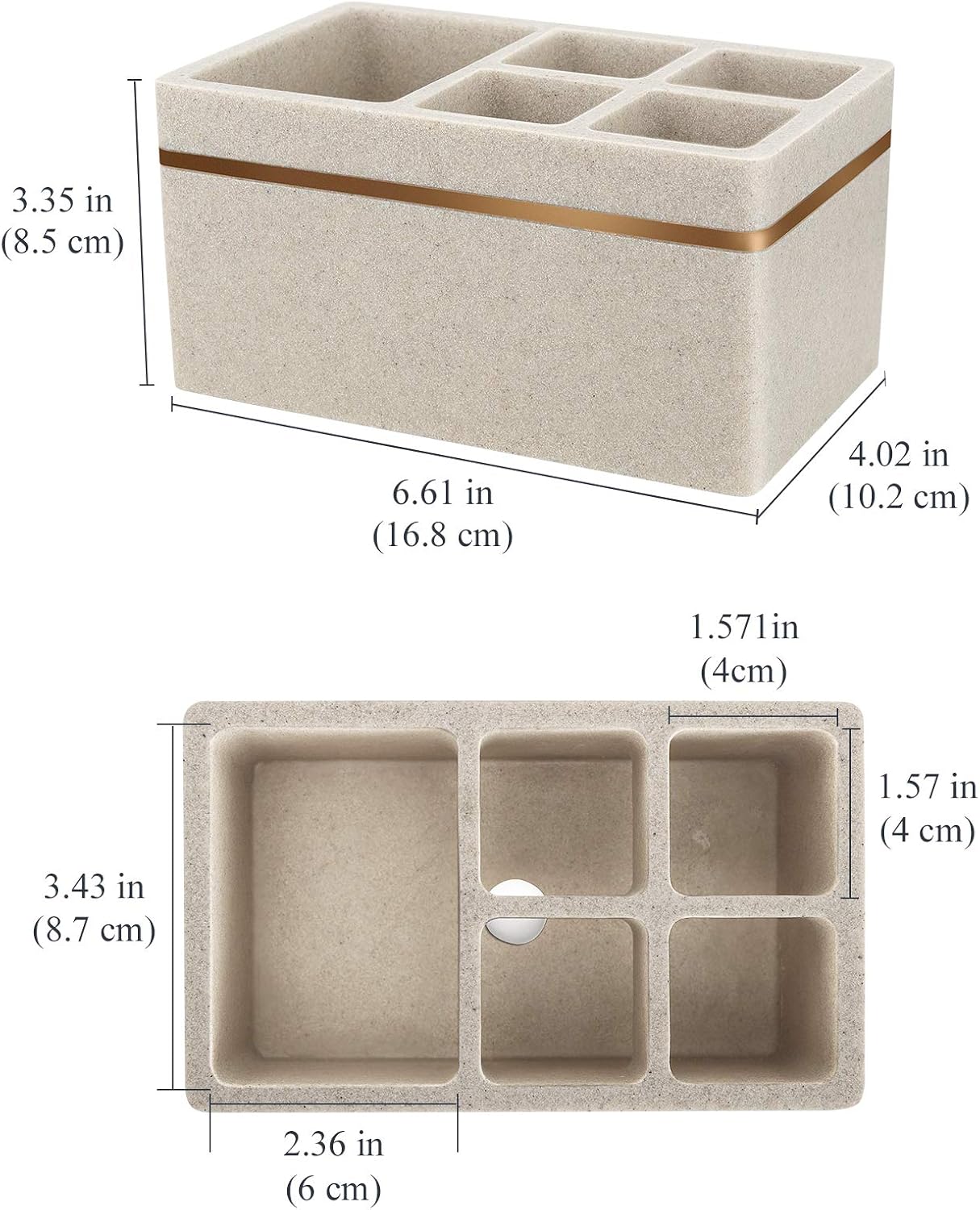 Shinowa Resin Toothbrush Holder, 5 Slots Hygienic Electric Toothbrush Holder Storage Stand Organizer for Toothbrush, Toothpaste, Razor, Gravel Khaki