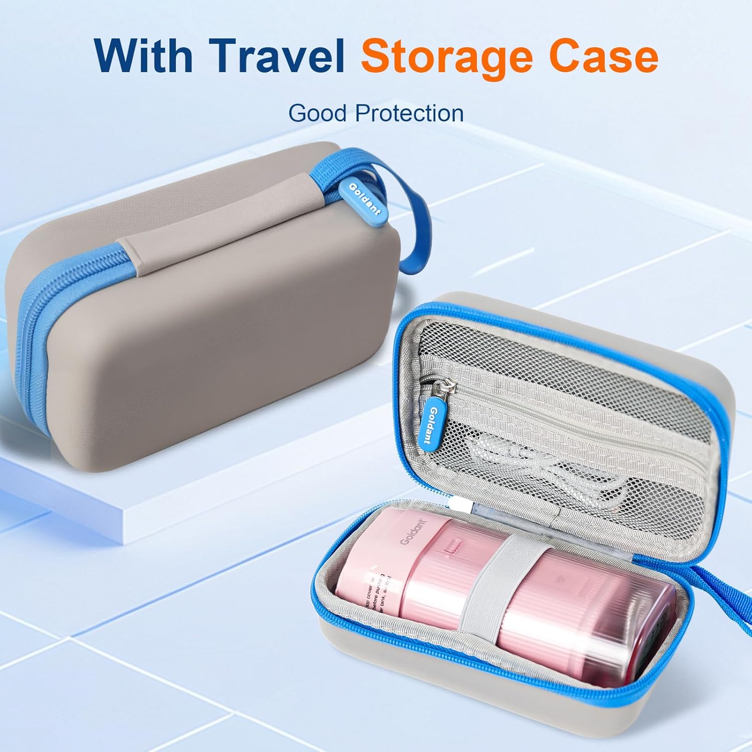 Portable Water Flosser for Teeth with Exquisite Travel Case, Cordless Rechargeable Mini Oral Irrigator with Removable Tank, IPX7 Waterproof, 4 Modes & 4 Jet Tips for Tooth Cleaning (Pink)