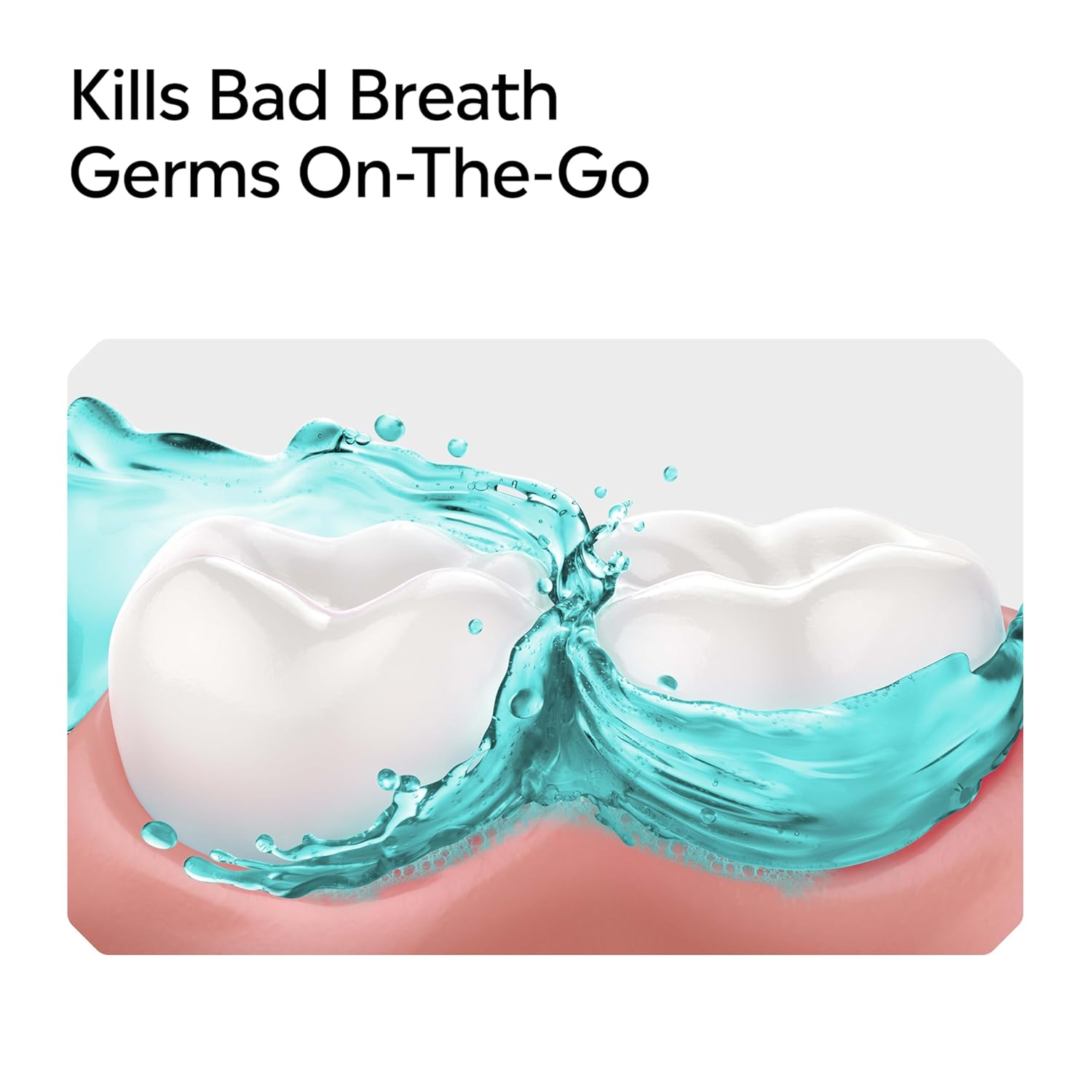 Listerine On-The-Go Cool Mint Alcohol Free Mouthwash Packets, Oral Rinse in Individual Packets Kills Bad Breath Germs, Less Intense Taste, Cool Mint Flavor, Mini Travel Size, 0.33 fl oz. Pack of 5