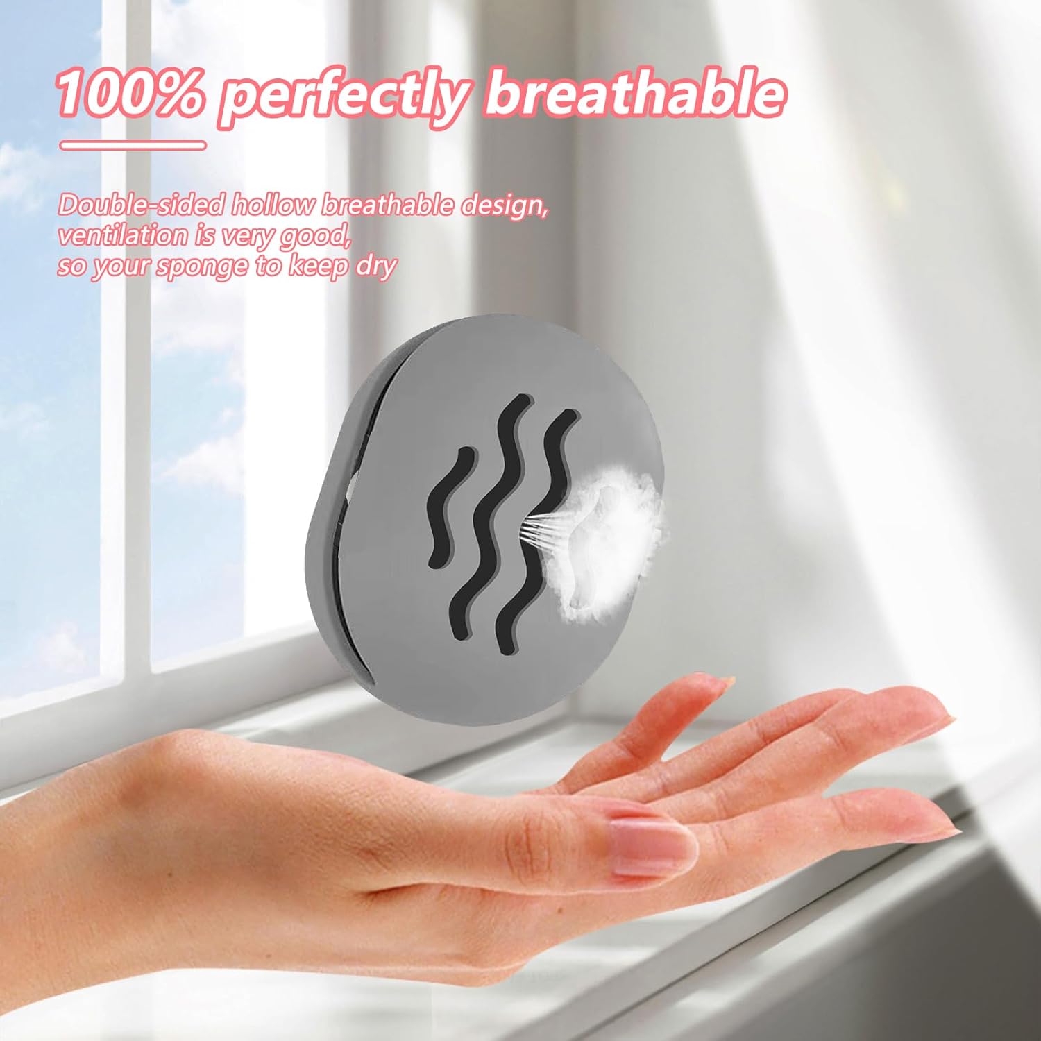 Makeup Sponge Holder,Travel Make up Sponges Organizer,Silicone Shatterproof Make Up Sponge Case,Breathable makeup sponge case, suitable for business or travel(Grey)