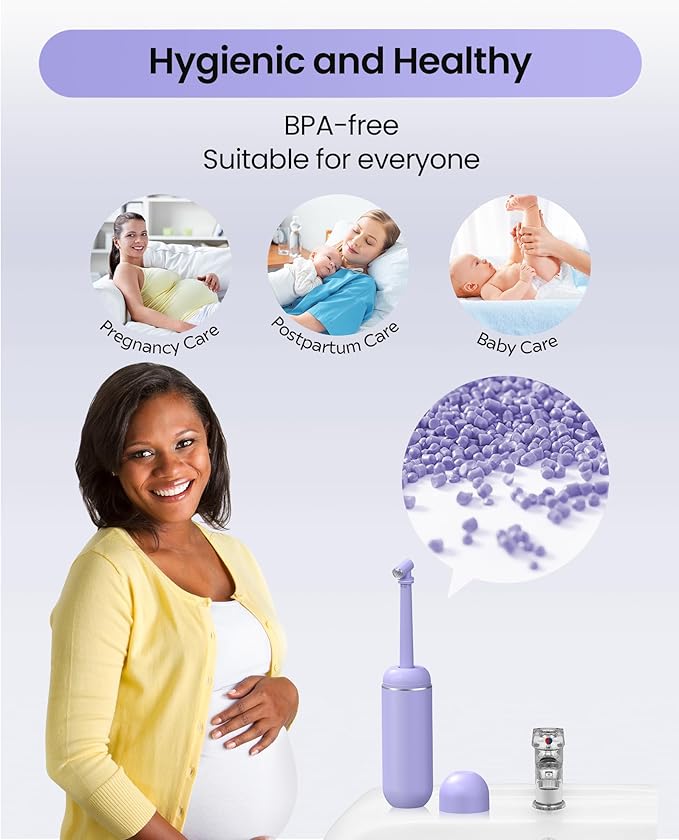 Portable Bidet for Postpartum/Perineal Care,Manual Handheld Peri Bottle for Feminine Hygiene & Travel, 380ml Leakproof,BPA-Free Sprayer for Men/Women/Baby (Purple, General)