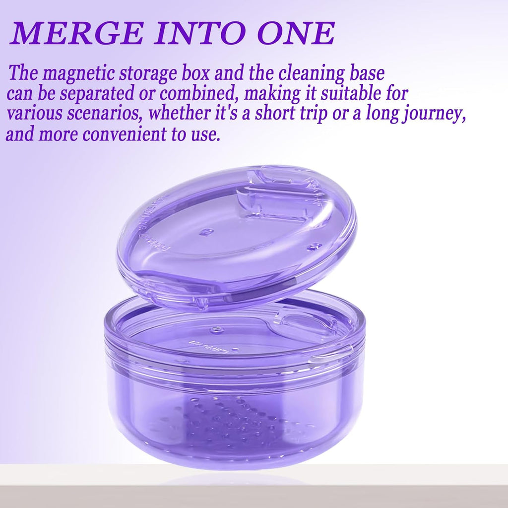2 in 1 Retainer Case Retainer Bath Case for Cleaning and Store Retainer Mouth Guard Aligner Night Guard Partial Denture, All-in-one Retainer Bath and portable storage case
