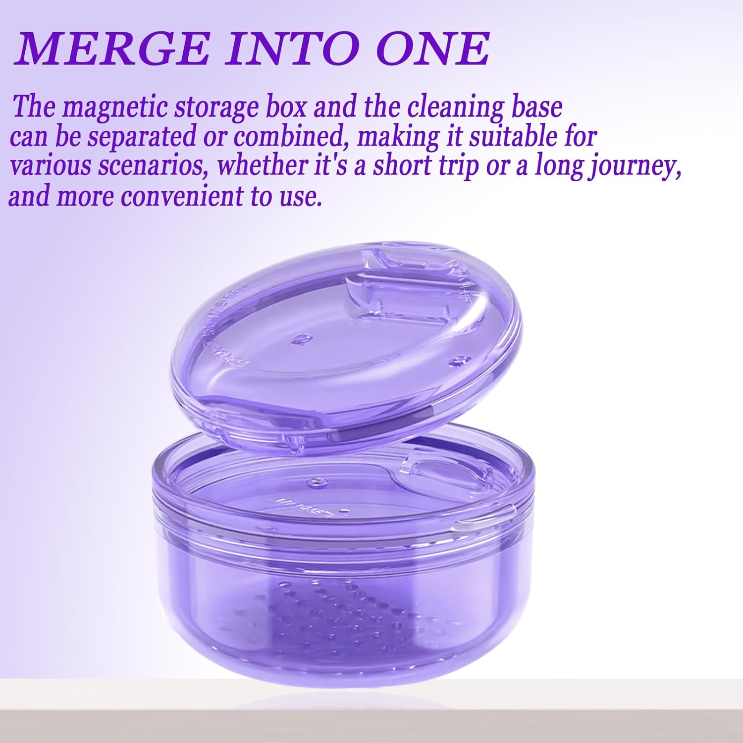 2 in 1 Retainer Case Retainer Bath Case for Cleaning and Store Retainer Mouth Guard Aligner Night Guard Partial Denture, All-in-one Retainer Bath and portable storage case