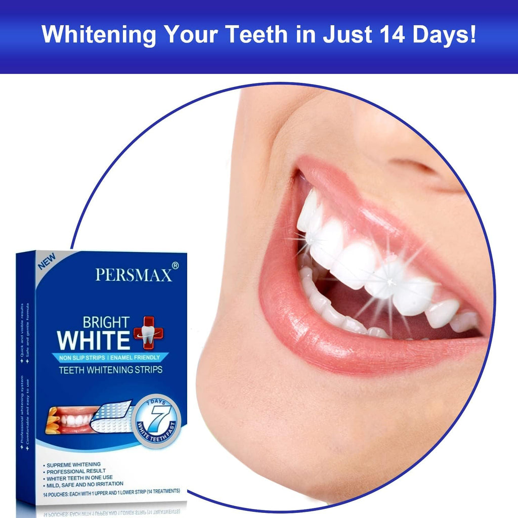 Teeth Whitening Strips – Professional Dentist Approved, Gum-Safe Formula, 28 Non-Slip Strips Kit, 14 Treatment, Pain-Free Express Whitening in 30 Min, Easy to Use for Bright Smile
