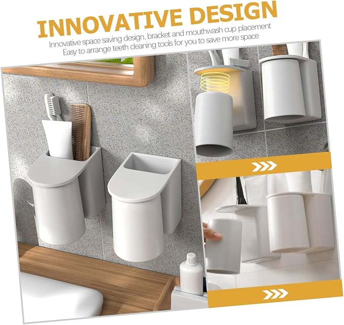 Self-draining Magnetic Toothbrush Cup with Wall-mounted Abs Holder Easy Installation Bathroom Shelf for Electric Toothbrush Storage Dust-resistant and Quick Dry Design White