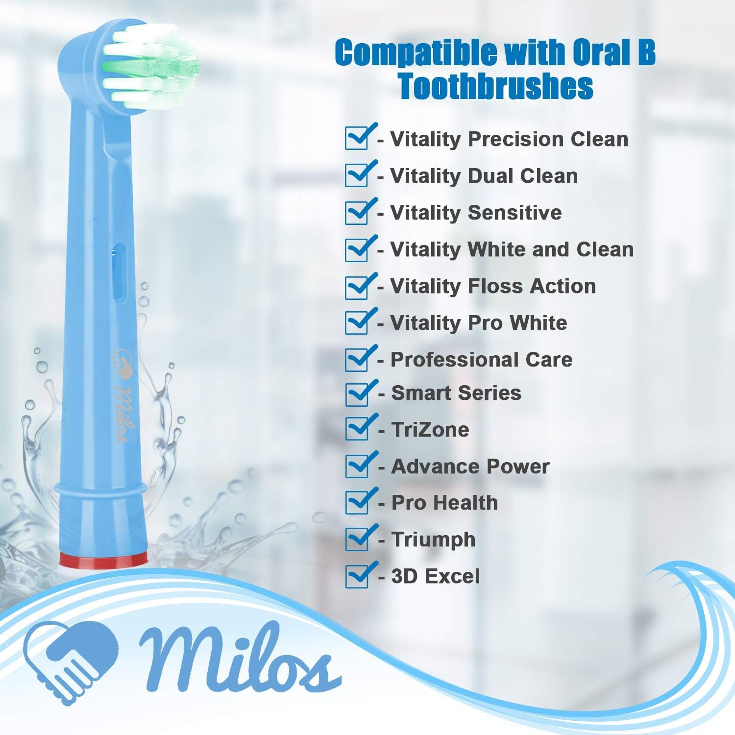 Replacement Toothbrush Heads Kids Compatible with Oral B - 16 Pack Milos Toothbrush Heads Extra Soft Bristles for Electric Braun Brush Heads Refill for Vitality Precision Sensitive and Clean Triumph