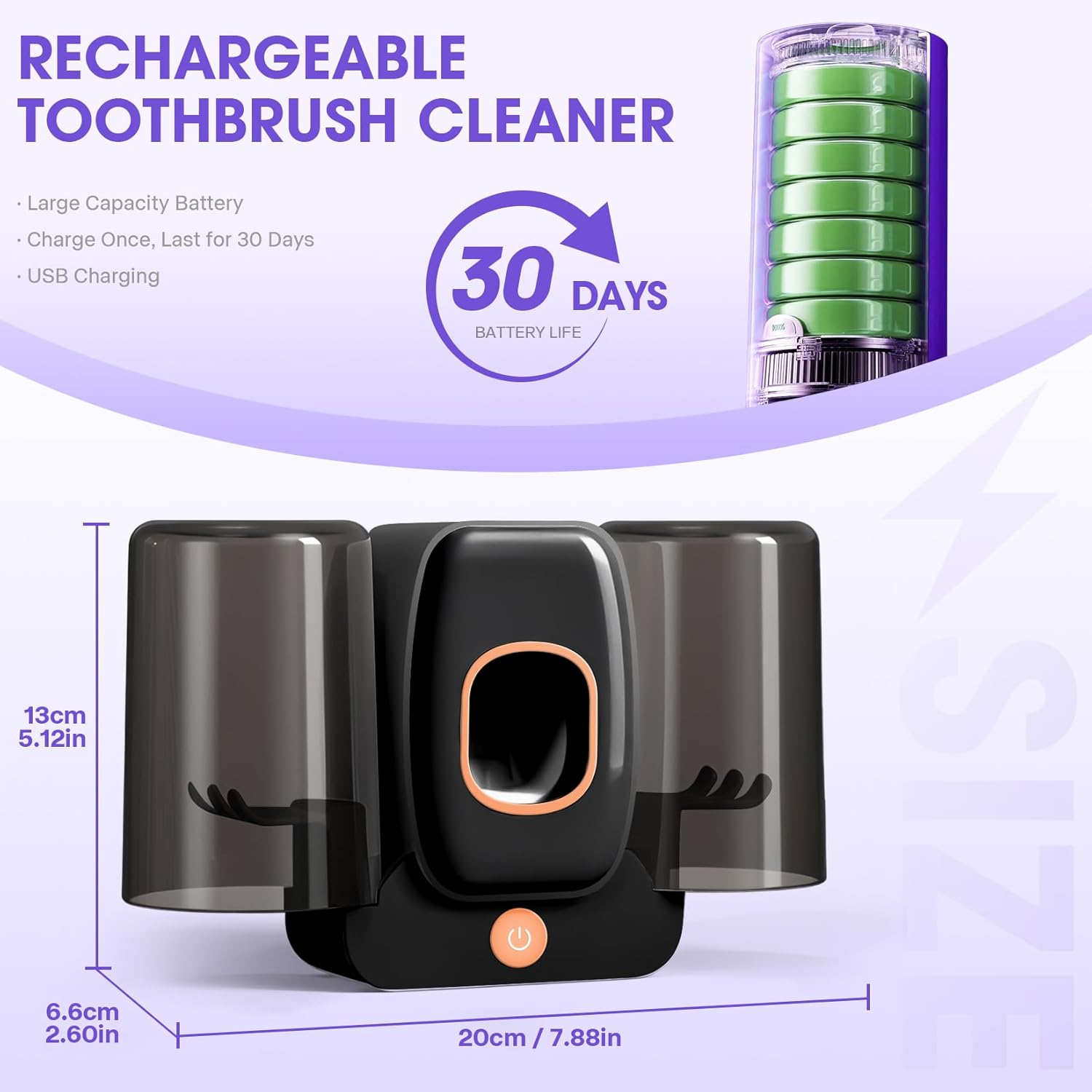 3 in 1 Toothbrush Cleaner Holders,Rechargeable Wall Mounted Toothbrush Holder Toothpaste Dispenser Automatic 2 Cups Tooth Brush Holder for Bathroom, No Drilling, 4 Slots (Black)