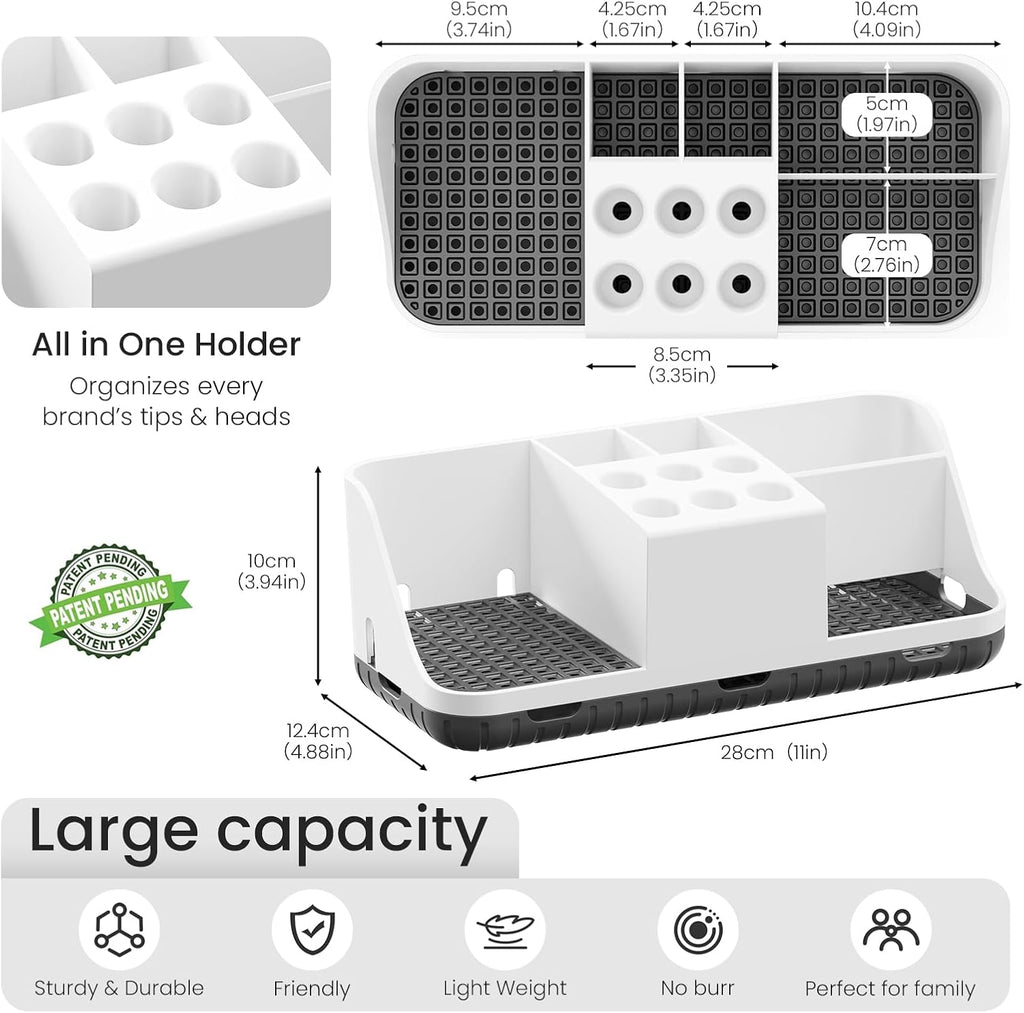 Boperzi Bathroom Counter organizers and Storage: Cord-Friendly Electric Toothbrush and Toothpaste Holder, Detachable Water Flosser & Tips Holder, Bathroom Decor and Accessories Organization Countertop