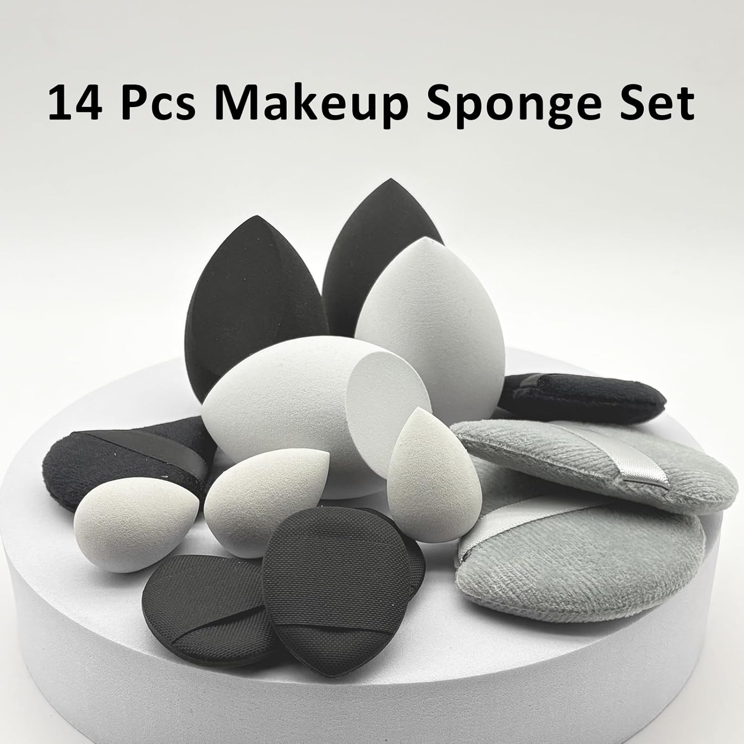 Makeup Sponge Set Blender Sponges 14 Pcs for Liquid Cream, and Powder Latex Free Multi-colored Sponges for Makeup Application with Storage Box Black Gifts