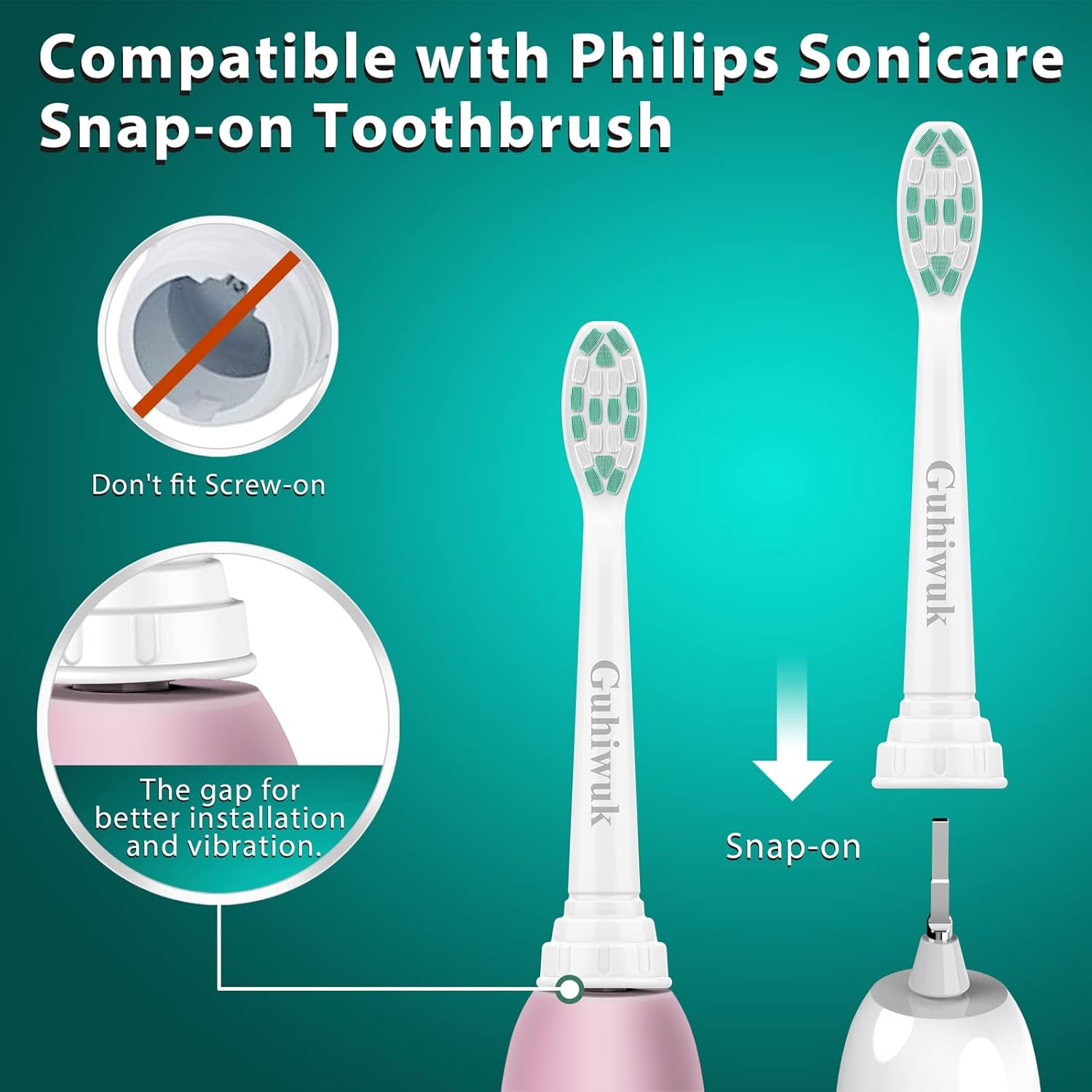 Replacement Toothbrush Heads for Philips Sonicare: Electric Toothbrush Replacement Heads Compatible with Sonicare Plaque Control ProtectiveClean 4100 5100 6100 C2 G2 W2, 8 Pack