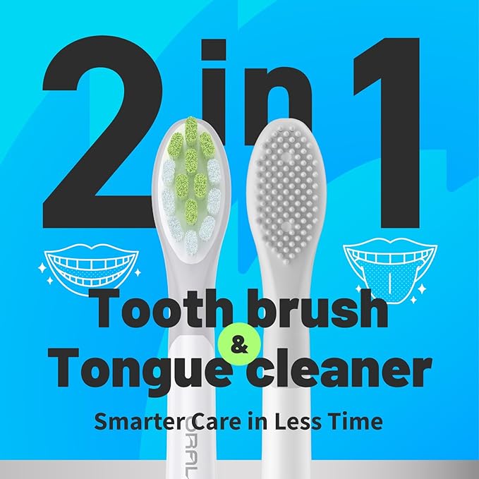 Japanese Brand Whitening Replacement Toothbrush Heads, Compatible with Philips Sonicare Click-on Handles, 6 Pack, Medium, with Tongue Cleaner (CA668, White)