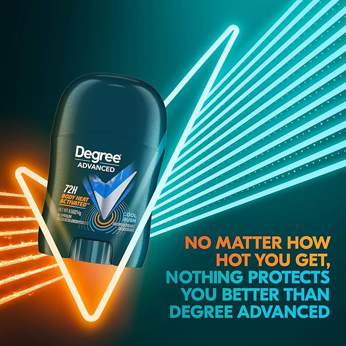 Degree Men’s Travel Deodorant Cool Rush 36-Pack – 72H Body Heat Activated Mini Antiperspirant, 0.5 Oz Ea