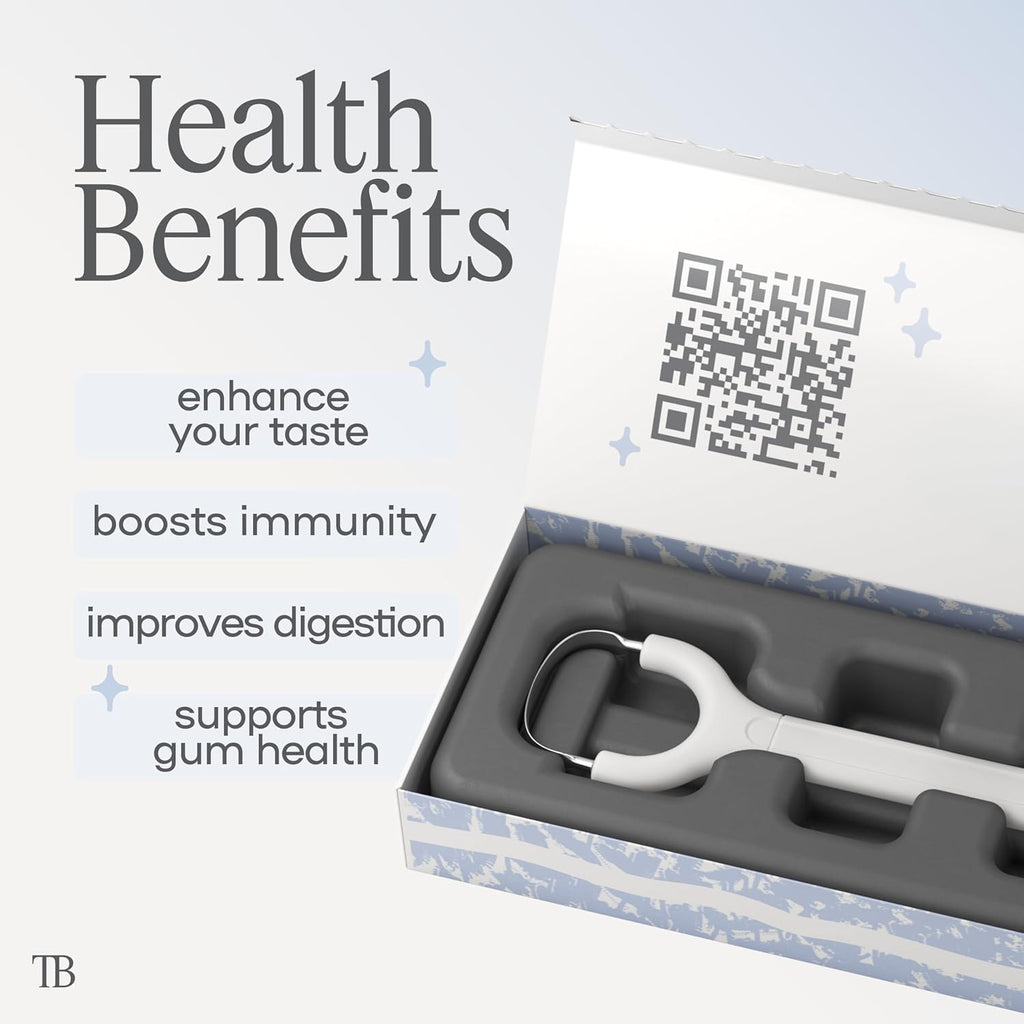 TheTongueBuddy™ Effective Tongue Scraper for Adults - Ergonomic Tongue Cleaner Promotes Fresher Breath, Travel-Friendly Beauty and Personal Care Essential (Smoke White)