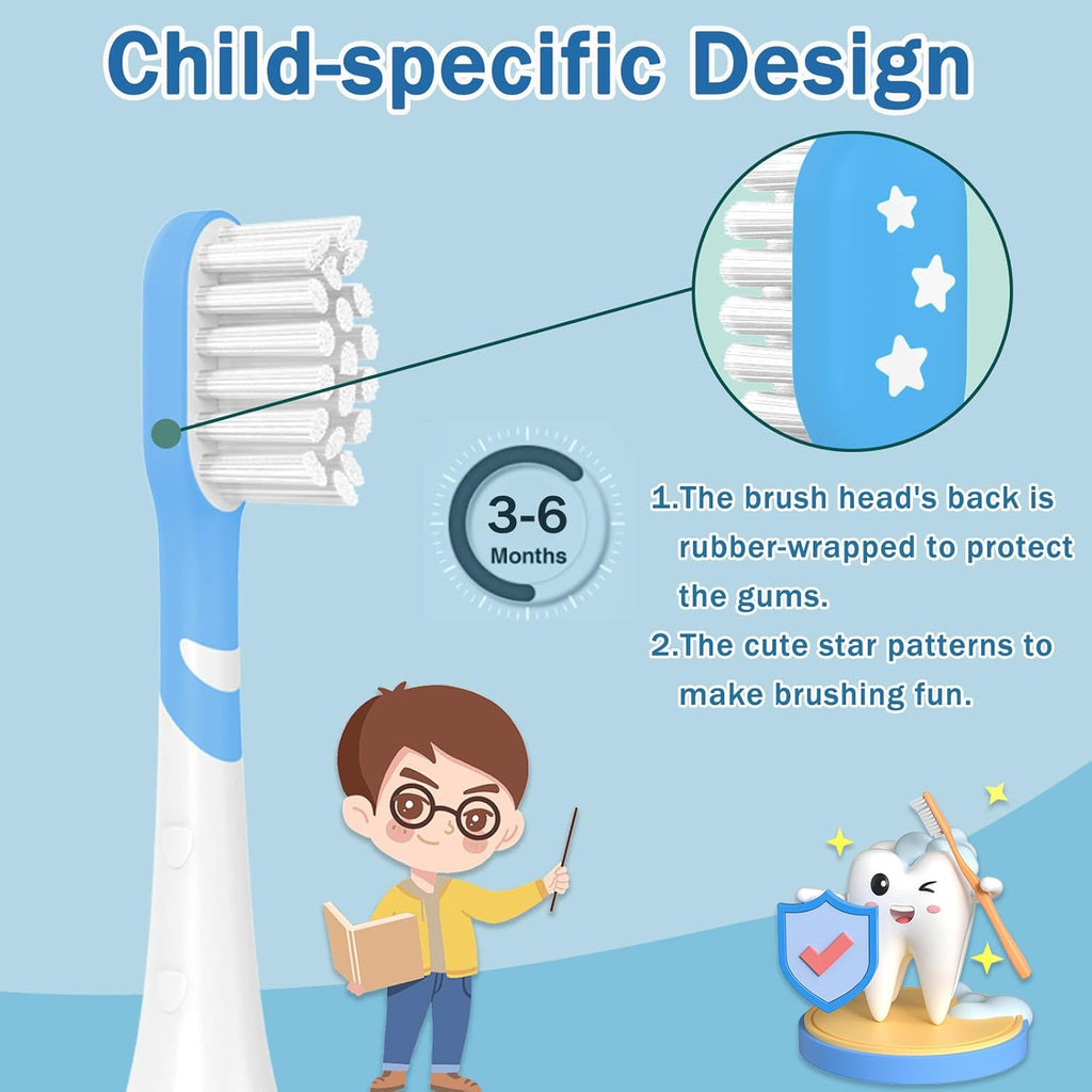 Kids Toothbrush Heads Compatible with Electric Philips Sonicare Handle 6032/94 6321 6340 6042 6320 6330, Replacement Heads Compact for Child 3-7 Years Old, Mini Brush Heads with Caps, Pink&Blue 4 Pack