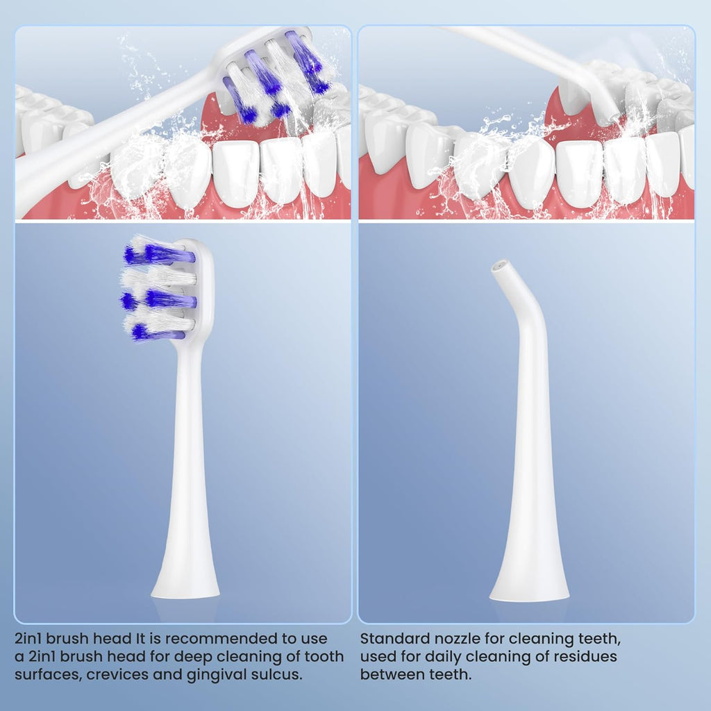 Portable Water flosser with Electric Toothbrush, 2 in 1 Teeth Cleaning Kit, Electric Toothbrush and flosser Combo, Water Flosser for Travel and Home (White)