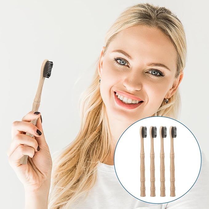 4pcs Soft Toothbrushes with Gentle Bristles for Oral Cleaning Portable Travel for Home Guest Rooms and Hotel Use Eco-Friendly Material