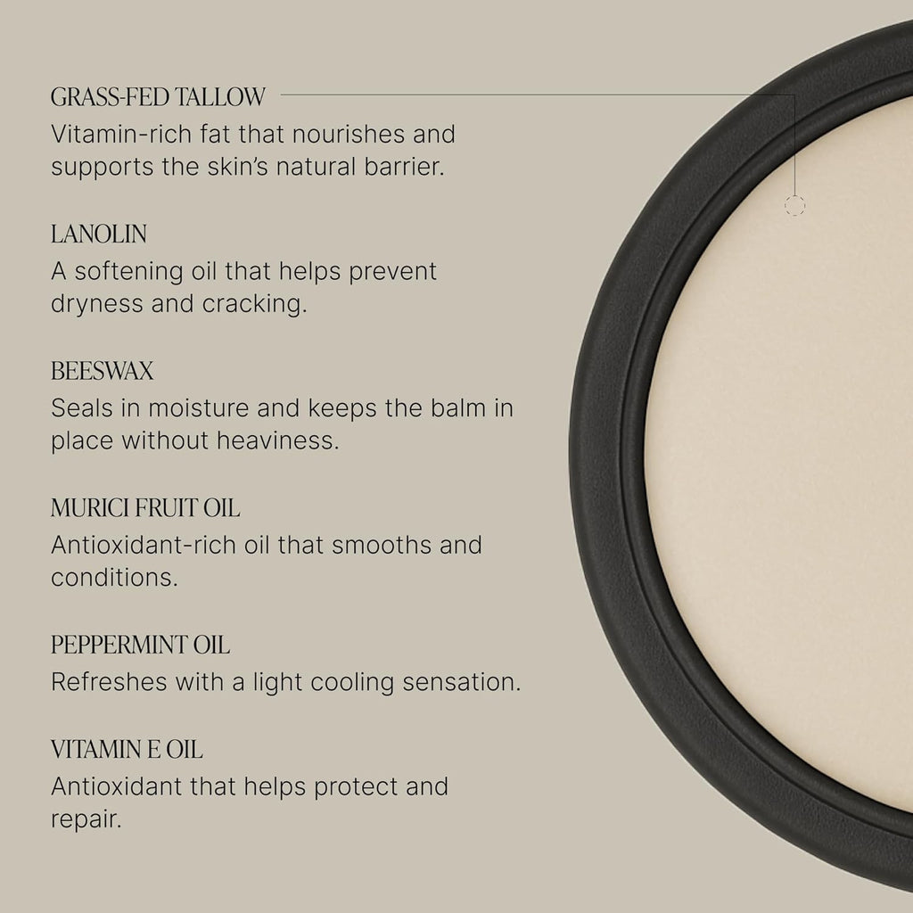 Peppermint Grass-Fed Tallow Lip Balm, Lip Sleeping Mask, Overnight Moisturizer, Natural & Clean Moisturizing Lip Balm w/Vitamins A, D, E, & K, Nourishes & Smooths Texture, Dry & Chapped Lips