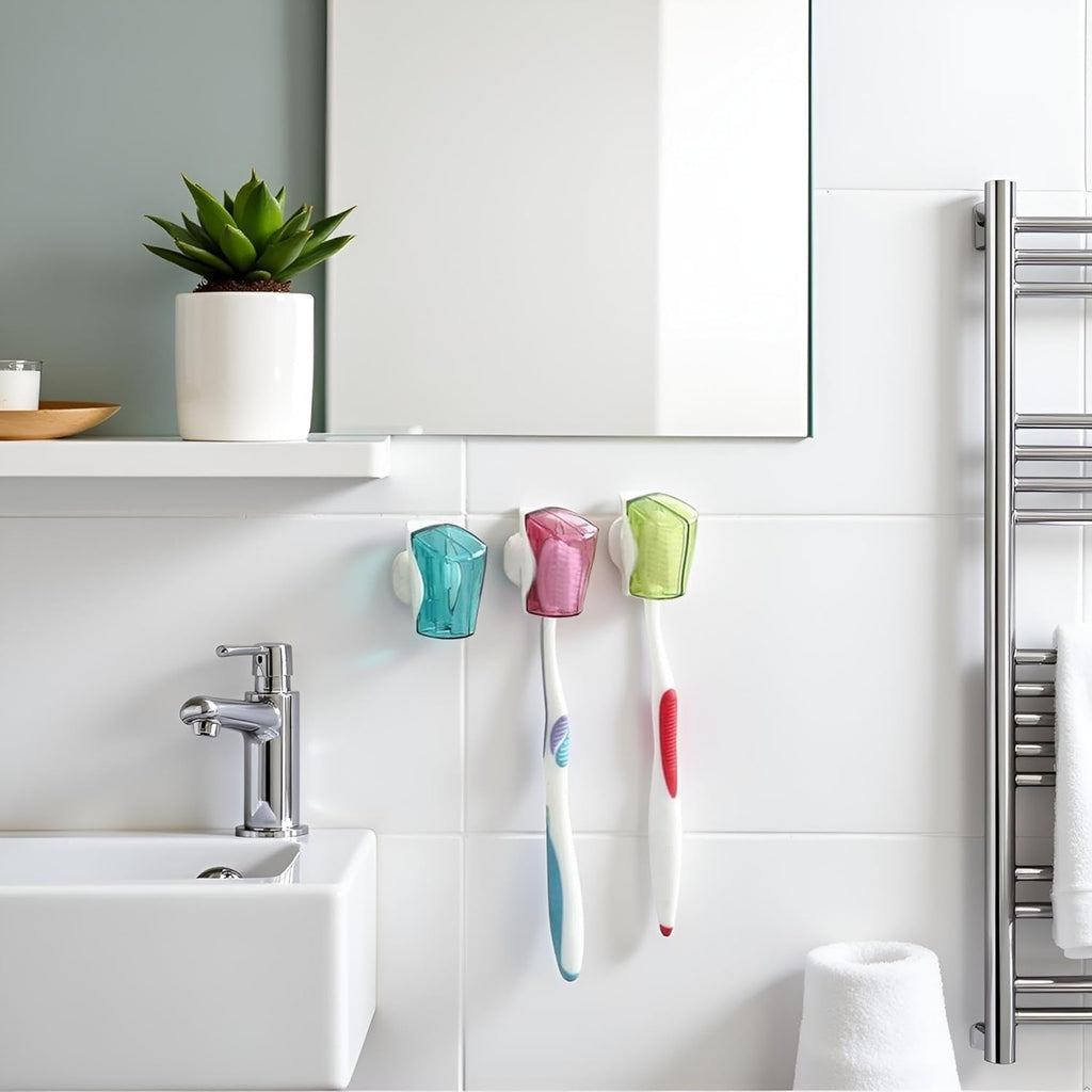 3Pcs Multicolor Toothbrush Holder Travel Toothbrush Head Covers with Suction CupBathroom Wall Mount Suction Cup for Bathroom Portable Wall Mount Toothbrush Holder Rack Dustproof Cap Cover Accessories