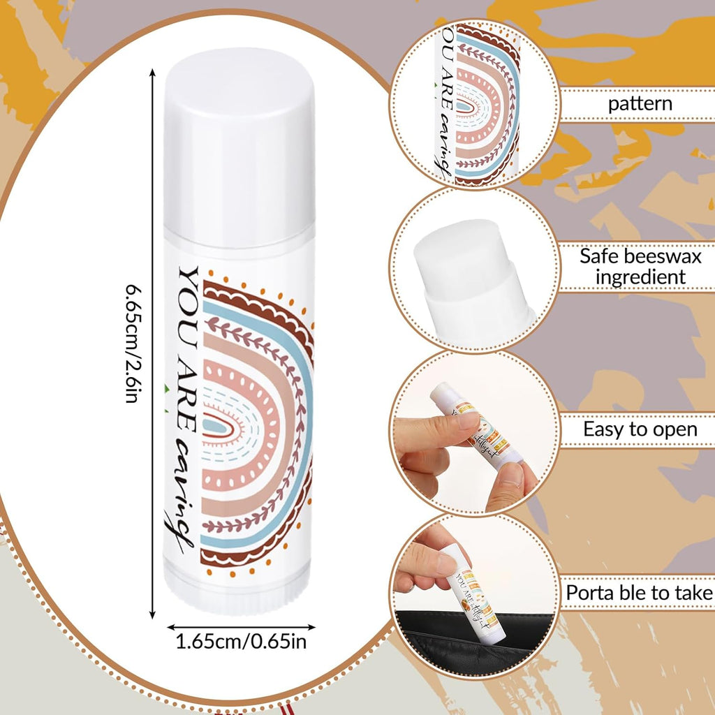 50 Pcs Christmas Christian Lip Balm Bulk Bible Verses Lip Balm Scripture Christian Gifts for Women Faith Religious Church Party Favor Inspirational Gift for Coworker Staff Employee(Boho)